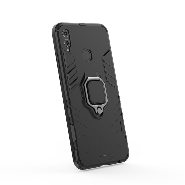 Finger Ring Kickstand PC + TPU Hybrid Phone Case for Huawei Honor 8X - Black-6