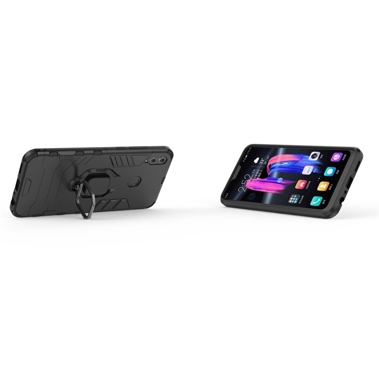 Finger Ring Kickstand PC + TPU Hybrid Phone Case for Huawei Honor 8X - Black-8