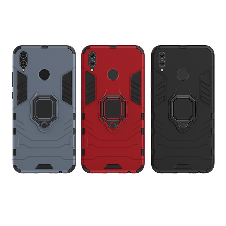 Finger Ring Kickstand PC + TPU Hybrid Phone Case for Huawei Honor 8X - Black-9