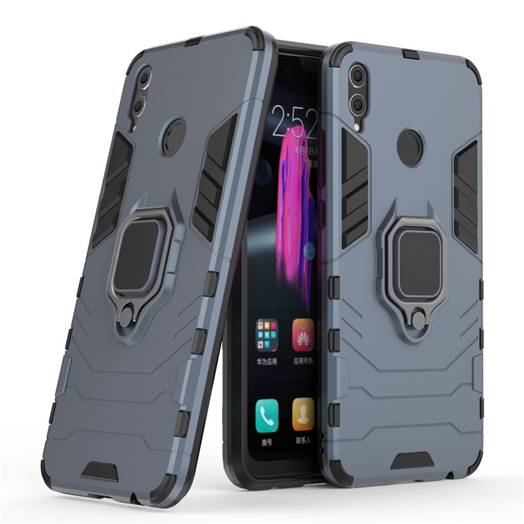 Finger Ring Kickstand PC + TPU Combo Cell Phone Cover for Huawei Honor 8X/Honor View 10 Lite - Dark Blue-1