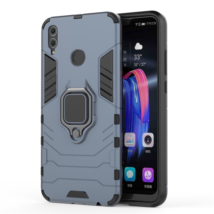 Finger Ring Kickstand PC + TPU Combo Cell Phone Cover for Huawei Honor 8X/Honor View 10 Lite - Dark Blue-2