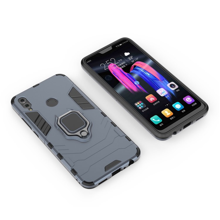 Finger Ring Kickstand PC + TPU Combo Cell Phone Cover for Huawei Honor 8X/Honor View 10 Lite - Dark Blue-3