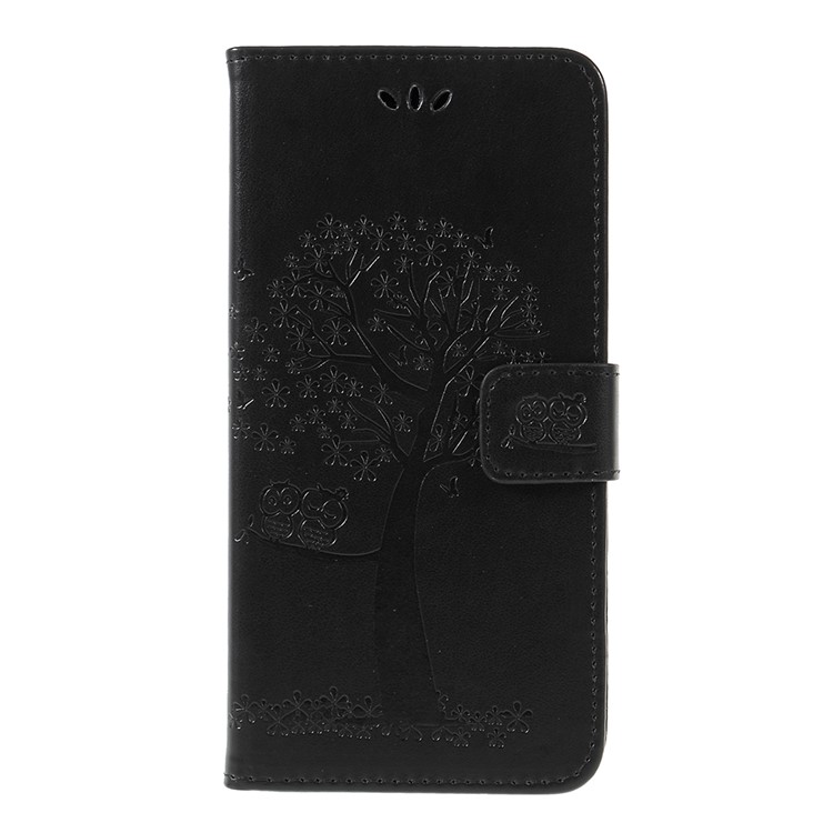 Imprint Tree Owl Magnetic Wallet PU Leather Cover with Stand for Huawei Mate 20 Lite - Black-3