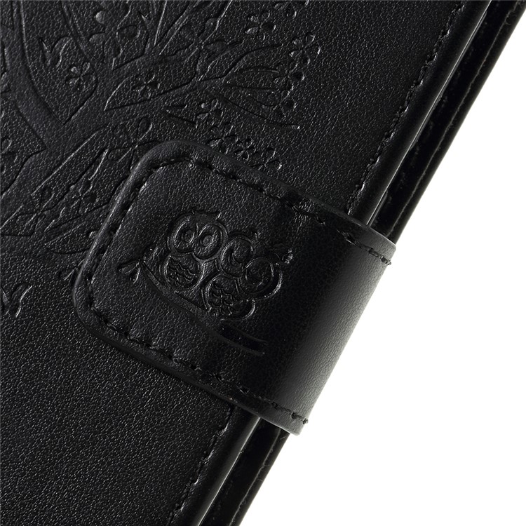 Imprint Tree Owl Magnetic Wallet PU Leather Cover with Stand for Huawei Mate 20 Lite - Black-6