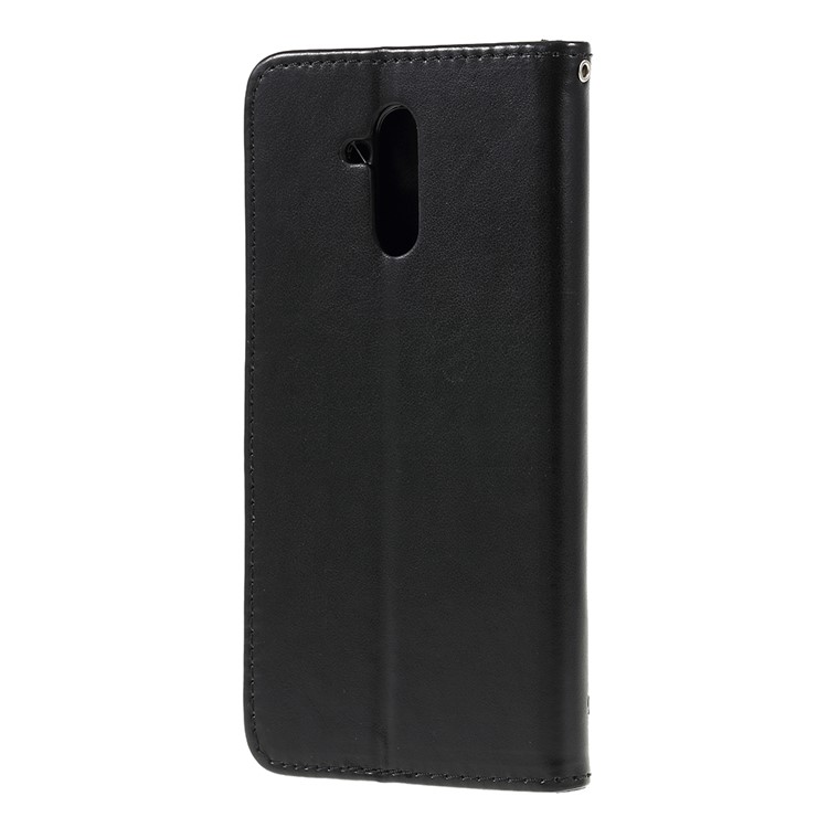 Imprint Butterfly Flowers Leather Stand Wallet Folio Case for Huawei Mate 20 Lite - Black-2
