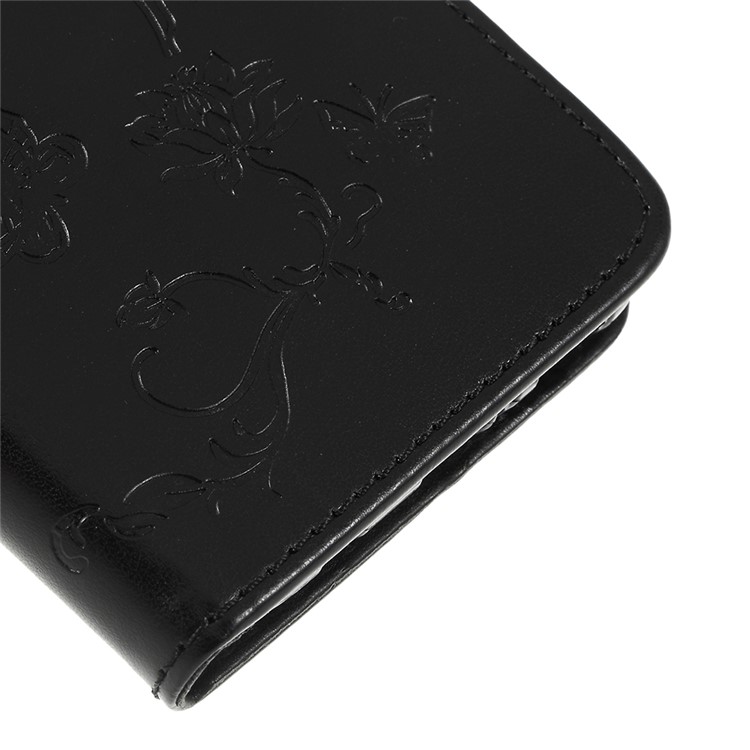 Imprint Butterfly Flowers Leather Stand Wallet Folio Case for Huawei Mate 20 Lite - Black-4