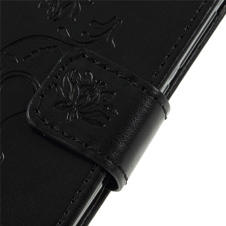 Imprint Butterfly Flowers Leather Stand Wallet Folio Case for Huawei Mate 20 Lite - Black-6