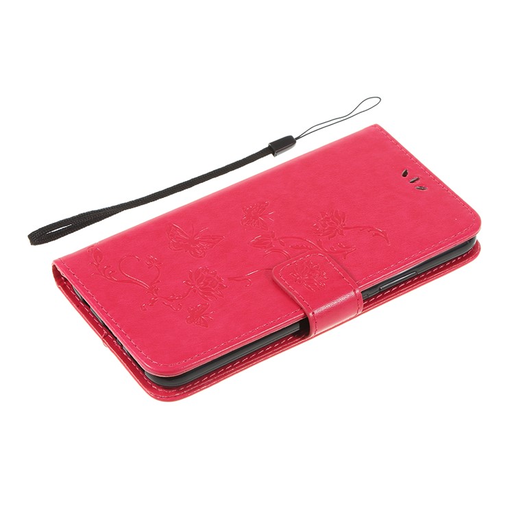 Imprint Butterfly Flowers Leather Stand Wallet Folio Shell for Huawei Mate 20 Lite - Rose-7