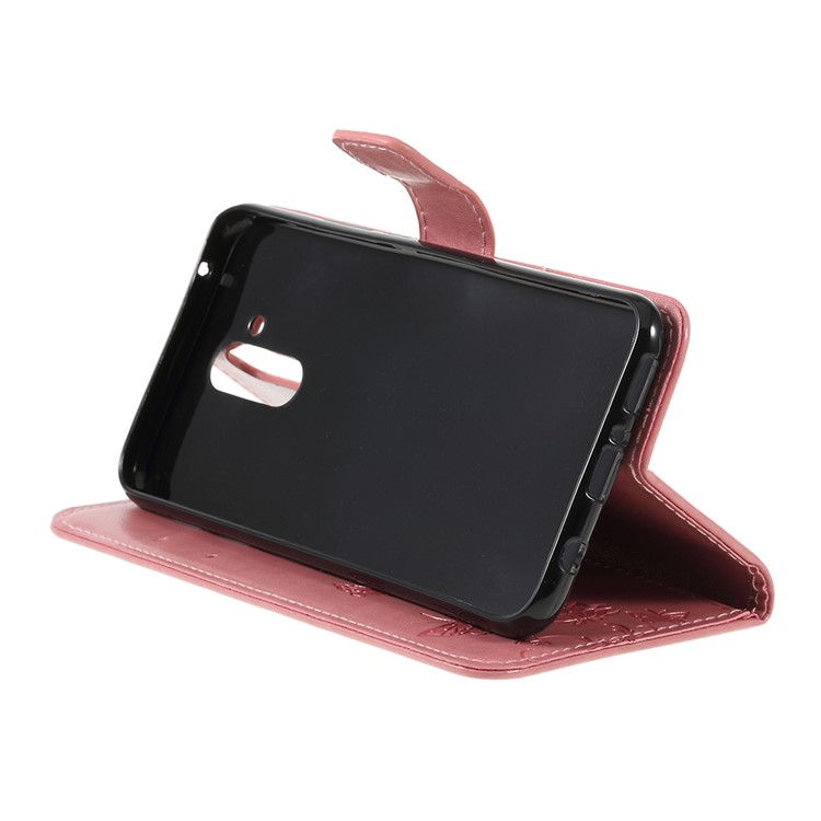 Impressão Borboleta Flores Couro Stand Carteira Caso Protetor Para Huawei Mate 20 Lite - Rosa Ouro-4