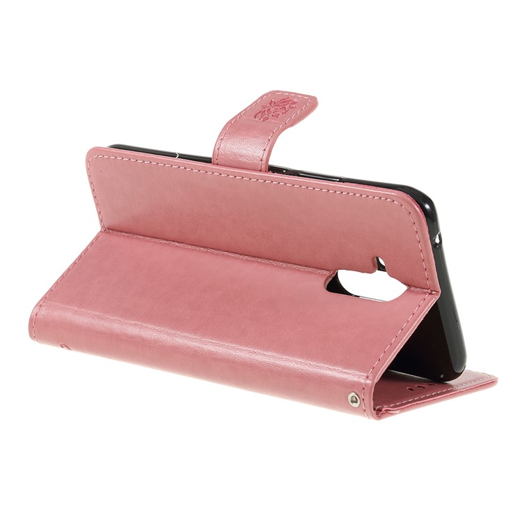 Impressão Borboleta Flores Couro Stand Carteira Caso Protetor Para Huawei Mate 20 Lite - Rosa Ouro-5