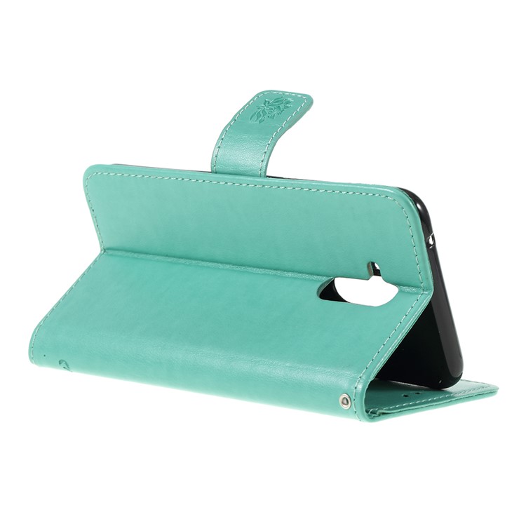 Imprint Butterfly Flowers Leather Stand Wallet Protective Shell for Huawei Mate 20 Lite - Cyan-5