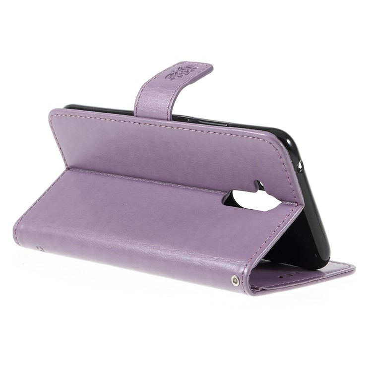 Imprint Butterfly Flowers Pattern Leather Stand Wallet Folio Case for Huawei Mate 20 Lite - Light Purple-5