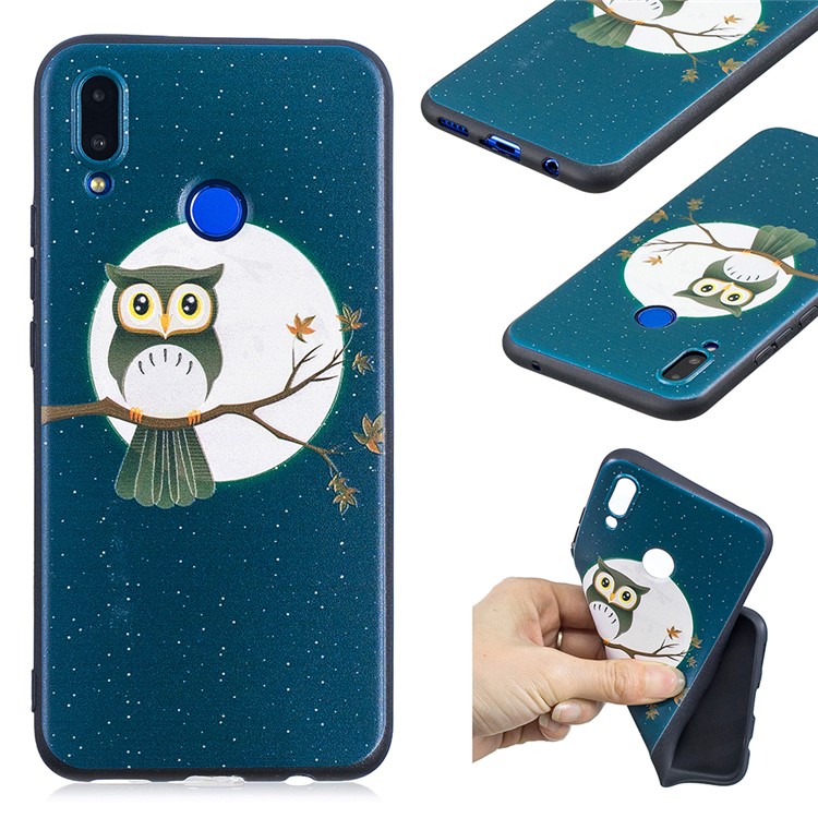 Pattern Printing Embossment Soft TPU Shell for Huawei nova 3i / P Smart+ - Owl on Branch-1