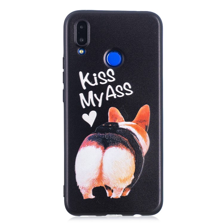 Patrón De Impresión En Relieve Suave TPU Caja Del Teléfono Móvil Para Huawei Nova 3i / P Inteligente + - Besa Mi Trasero-2