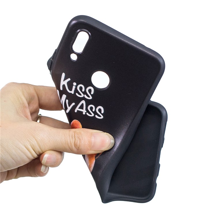Patrón De Impresión En Relieve Suave TPU Caja Del Teléfono Móvil Para Huawei Nova 3i / P Inteligente + - Besa Mi Trasero-5