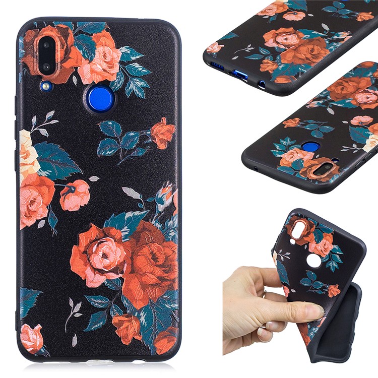 Pattern Printing Embossment Soft TPU Mobile Phone Cover for Huawei nova 3i / P Smart+ - Vivid Flowers-1