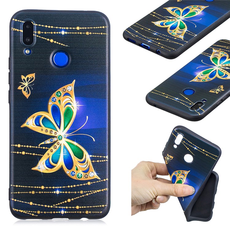 Pattern Printing Embossment Soft TPU Cell Phone Shell for Huawei nova 3i / P Smart Plus - Colorized Butterfly-1