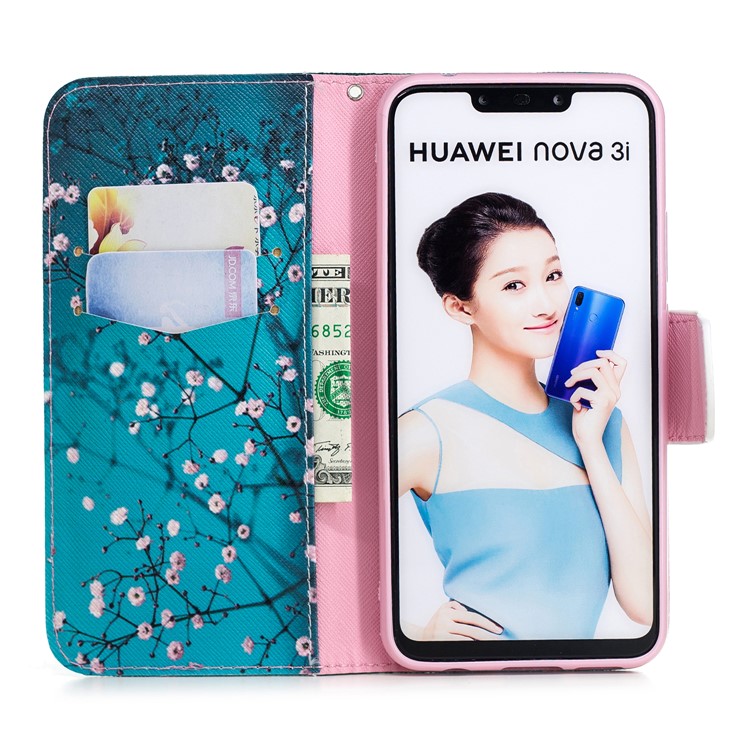 Pattern Printing PU Leather Wallet Cover for Huawei nova 3i / P Smart Plus - Tree with Flowers-4