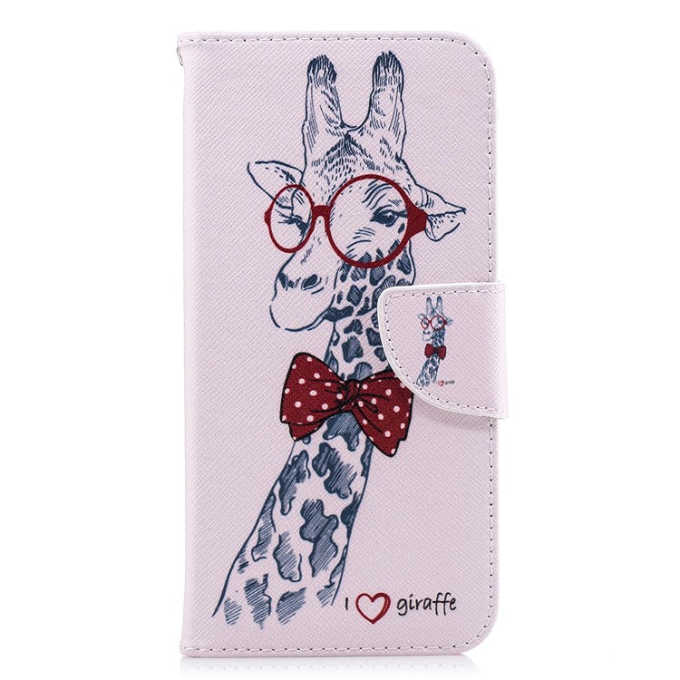 Pattern Printing PU Leather Wallet Case Shell for Huawei nova 3i / P Smart Plus - Giraffe Wearing Glasses-2