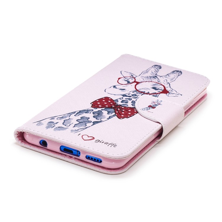 Pattern Printing PU Leather Wallet Case Shell for Huawei nova 3i / P Smart Plus - Giraffe Wearing Glasses-7