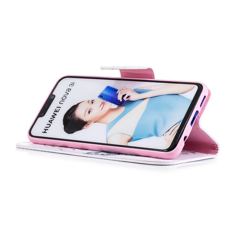 Pattern Printing Leather Wallet Stand Case for Huawei nova 3i / P Smart+ - Butterfly and Flower-6