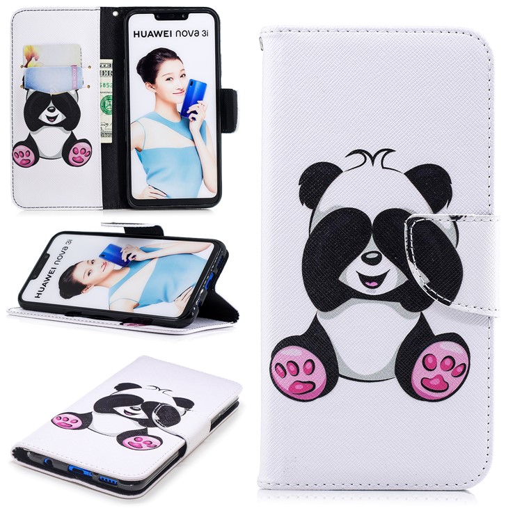 Pattern Printing Leather Wallet Stand Cover for Huawei nova 3i / P Smart+ - Cute Panda-1