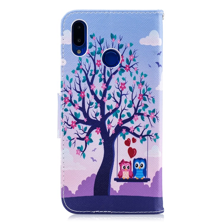 Patterned Leather Wallet Phone Shell for Huawei nova 3i / P Smart+ - Owls on Swing-3