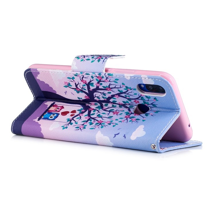 Patterned Leather Wallet Phone Shell for Huawei nova 3i / P Smart+ - Owls on Swing-5