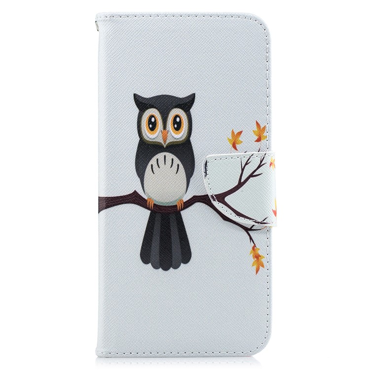 Patterned Leather Wallet Phone Case with Stand for Huawei nova 3i / P Smart+ - Owl on Branch-2