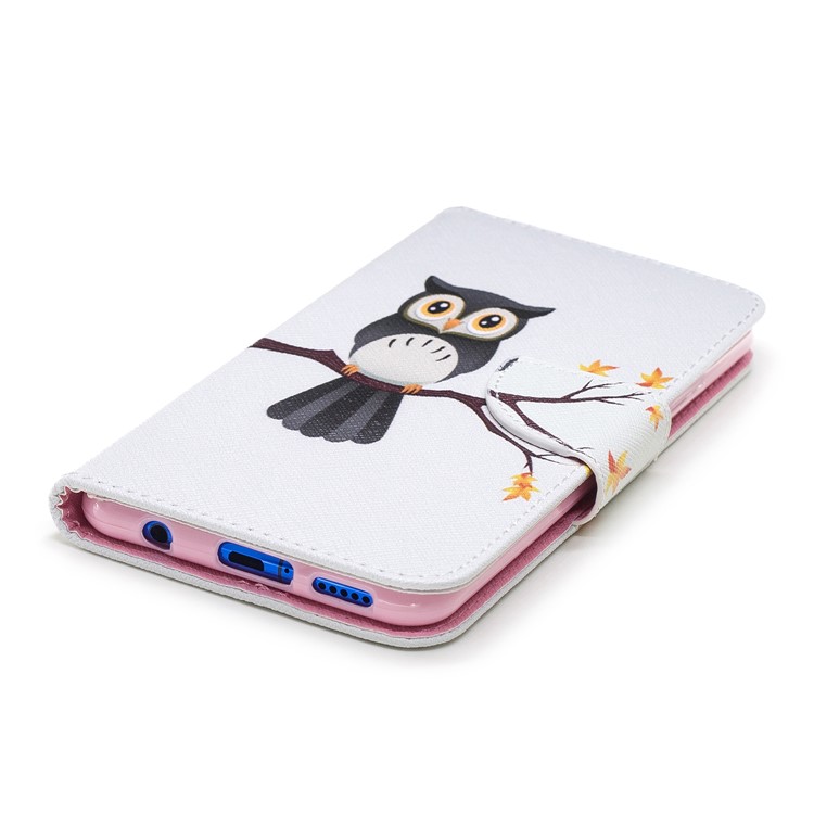 Patterned Leather Wallet Phone Case with Stand for Huawei nova 3i / P Smart+ - Owl on Branch-7