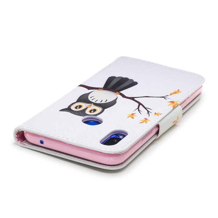 Patterned Leather Wallet Phone Case with Stand for Huawei nova 3i / P Smart+ - Owl on Branch-8