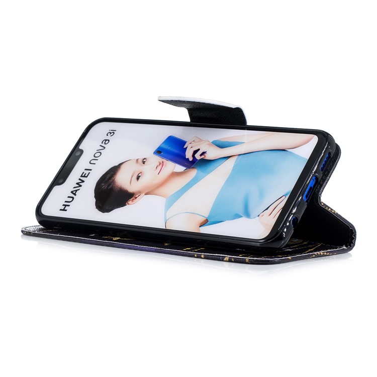 Pattern Printing Case Leather Wallet Cover for Huawei nova 3i / P Smart+ - Rhinestone Decor Butterfly-6
