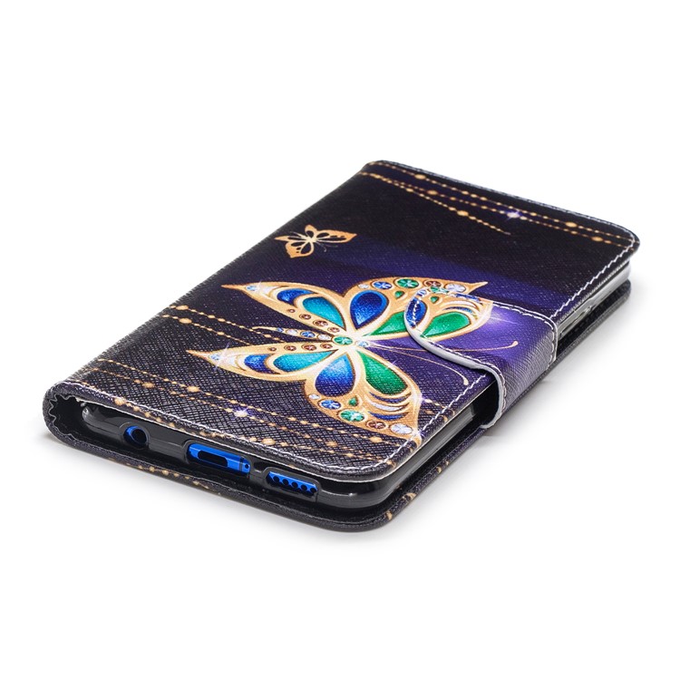 Pattern Printing Case Leather Wallet Cover for Huawei nova 3i / P Smart+ - Rhinestone Decor Butterfly-7