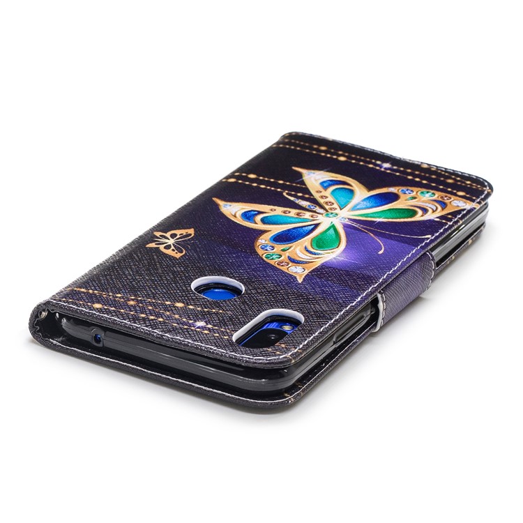 Pattern Printing Case Leather Wallet Cover for Huawei nova 3i / P Smart+ - Rhinestone Decor Butterfly-8