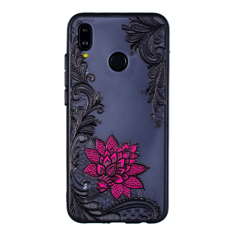 Embossed Flower Pattern TPU + PC Combo Mobile Phone Case for Huawei P20 Lite / Nova 3e - Small Red Flower-2