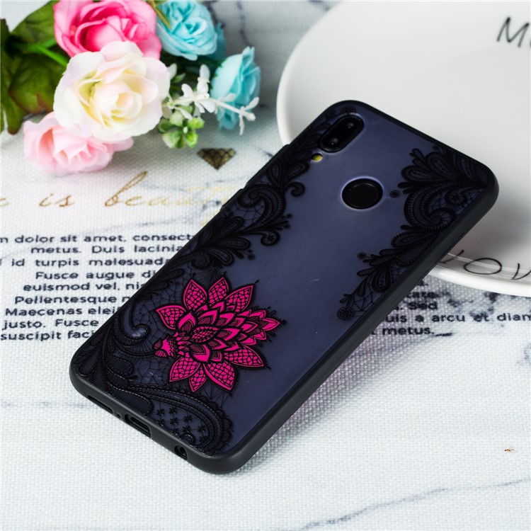Embossed Flower Pattern TPU + PC Combo Mobile Phone Case for Huawei P20 Lite / Nova 3e - Small Red Flower-4