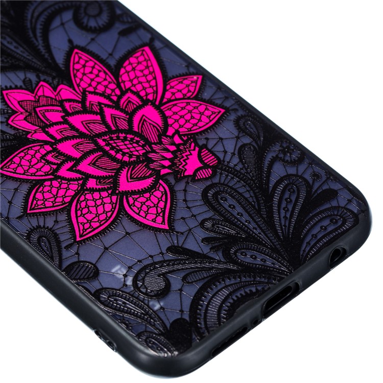 Embossed Flower Pattern TPU + Plastic Hybrid Cell Phone Cover for Huawei P20 Lite / Nova 3e - Big Red Flower-3