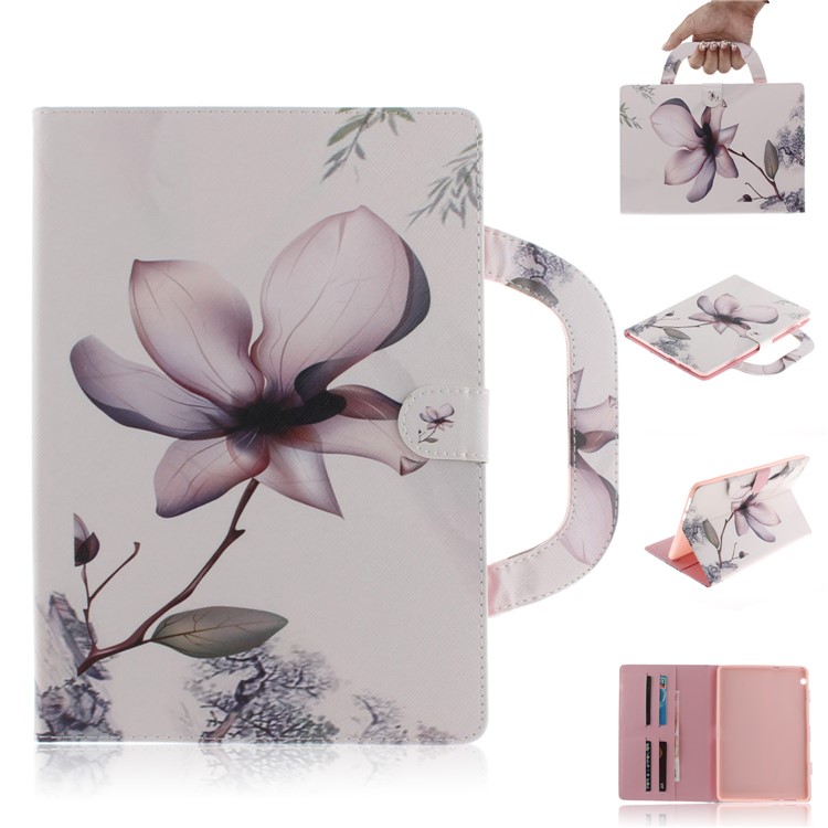 Printing Pattern Stand Leather Wallet Case with Handle for Huawei MediaPad T3 10 - Flower-1