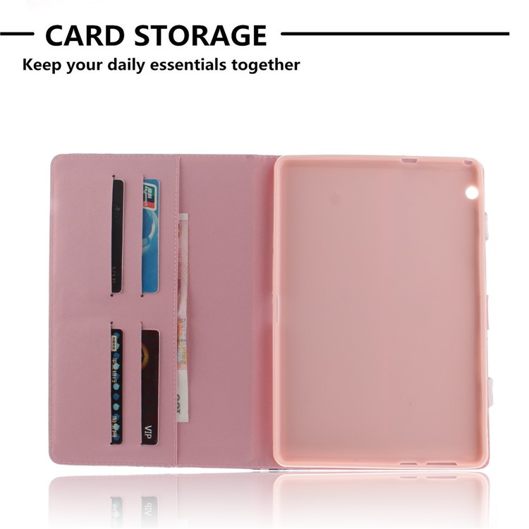Printing Pattern Stand Leather Wallet Case with Handle for Huawei MediaPad T3 10 - Flower-9