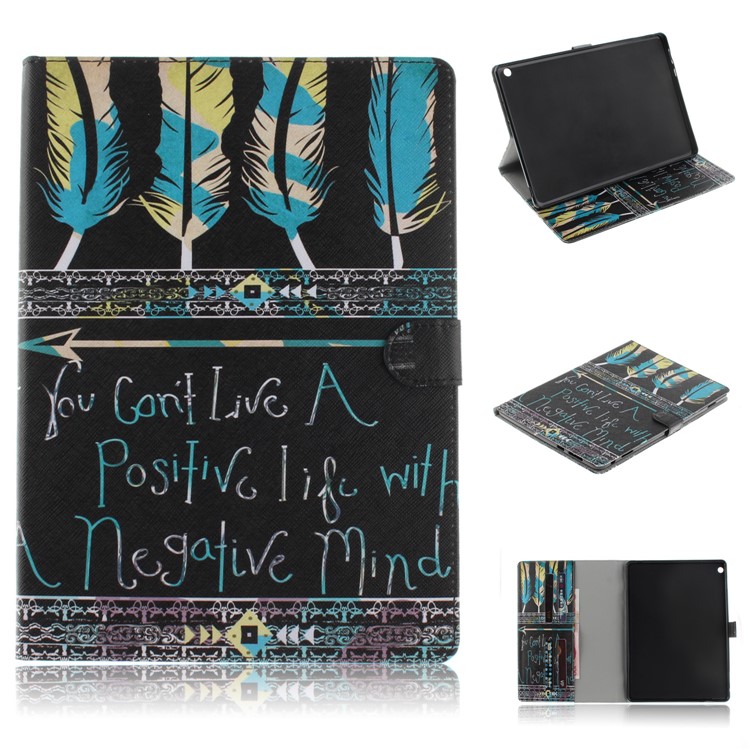 Pattern Printing Leather Tablet Cover for Huawei MediaPad M3 Lite 10 Portable Wallet Stand Casing - Feather-1