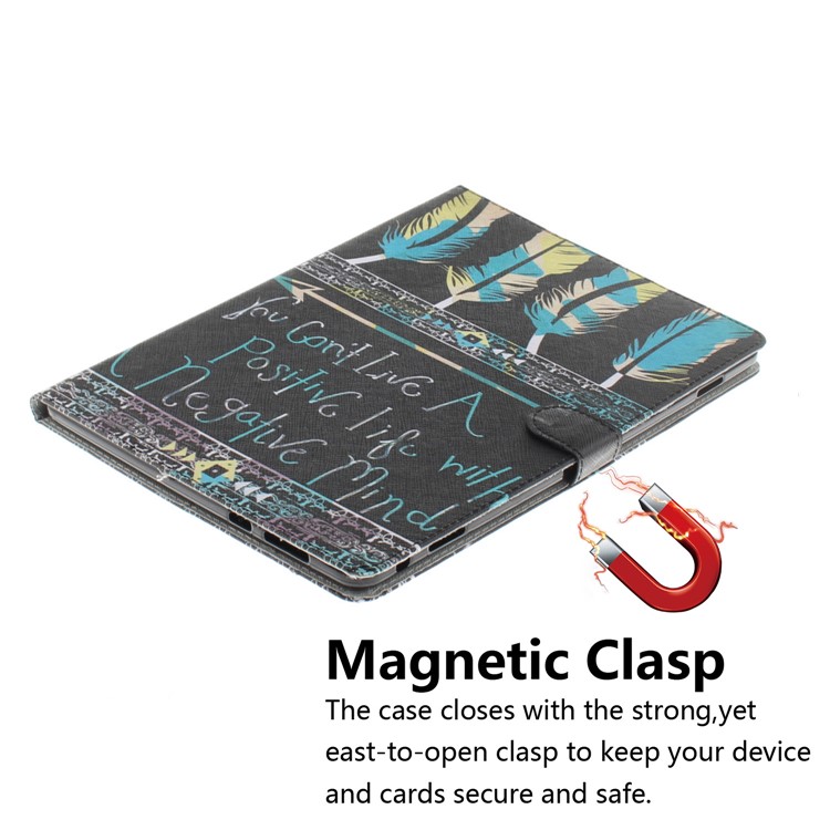 Pattern Printing Leather Tablet Cover for Huawei MediaPad M3 Lite 10 Portable Wallet Stand Casing - Feather-4