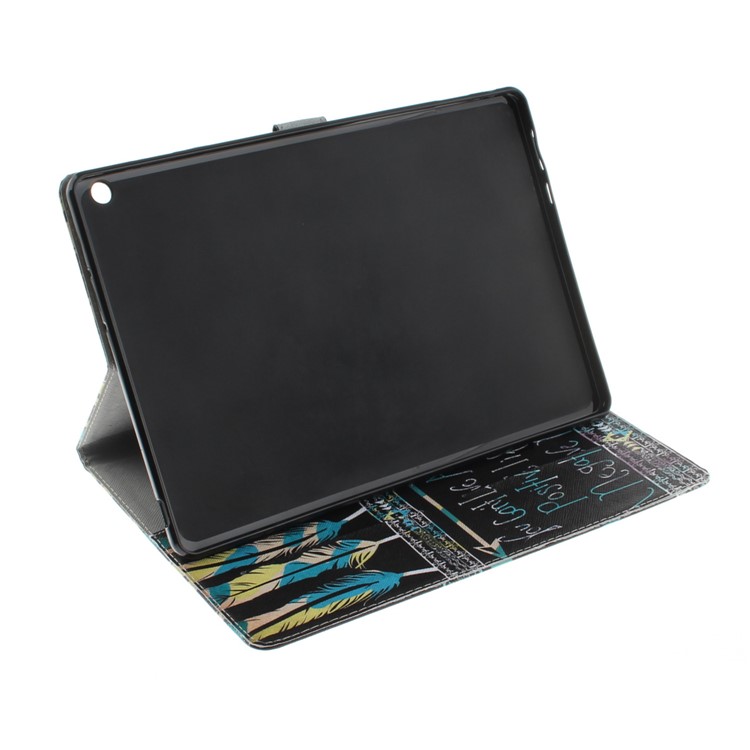 Pattern Printing Leather Tablet Cover for Huawei MediaPad M3 Lite 10 Portable Wallet Stand Casing - Feather-6