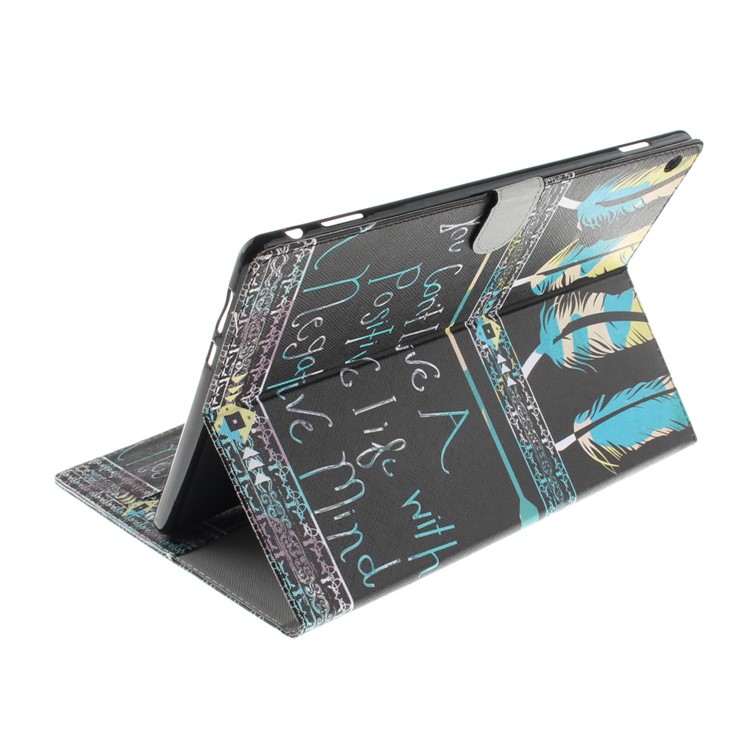 Pattern Printing Leather Tablet Cover for Huawei MediaPad M3 Lite 10 Portable Wallet Stand Casing - Feather-7