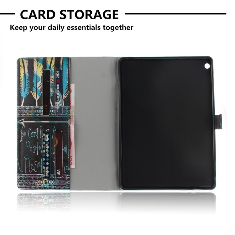 Pattern Printing Leather Tablet Cover for Huawei MediaPad M3 Lite 10 Portable Wallet Stand Casing - Feather-8
