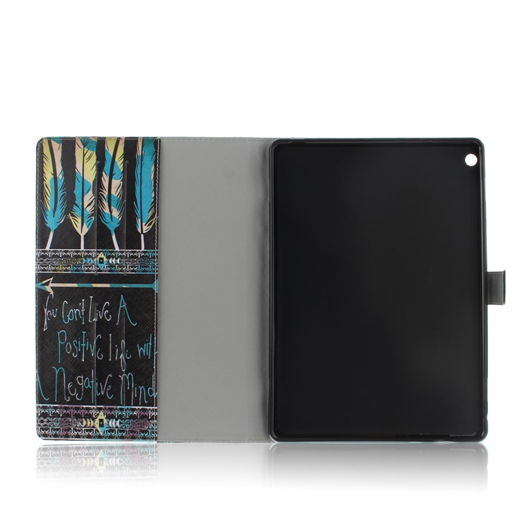 Pattern Printing Leather Tablet Cover for Huawei MediaPad M3 Lite 10 Portable Wallet Stand Casing - Feather-9
