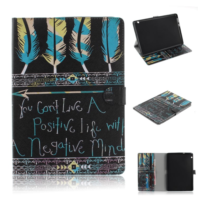 Pattern Printing Smart Leather Flip Wallet Case Cover for Huawei MediaPad T3 10 - Feathers Pattern-1