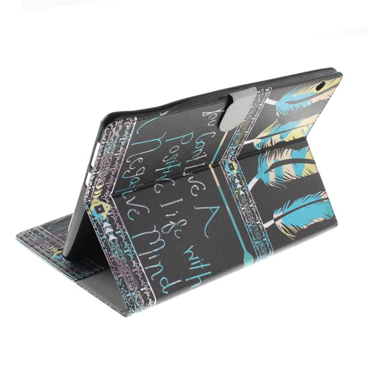 Pattern Printing Smart Leather Flip Wallet Case Cover for Huawei MediaPad T3 10 - Feathers Pattern-7