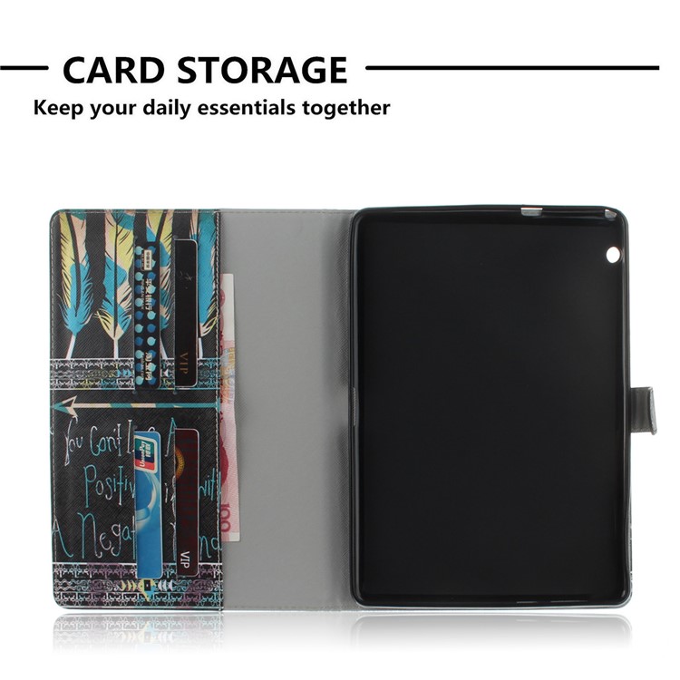 Pattern Printing Smart Leather Flip Wallet Case Cover for Huawei MediaPad T3 10 - Feathers Pattern-8