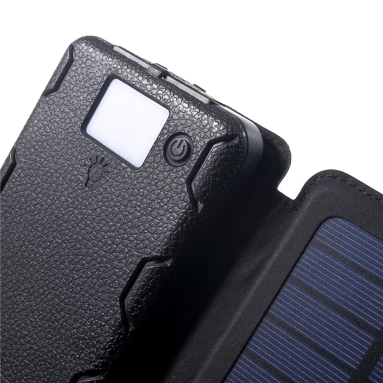 Waterproof Folding 4 Solar Panels 12000mAh Power Bank with Two USB + Wireless Charger - Black-15