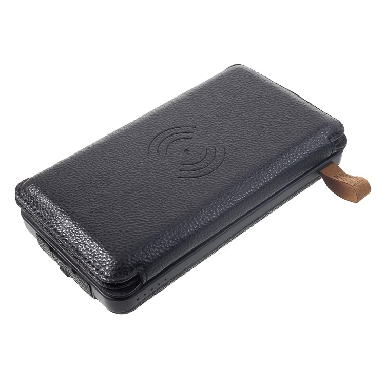 Waterproof Folding 4 Solar Panels 12000mAh Power Bank with Two USB + Wireless Charger - Black-5